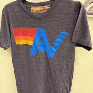 Aviator Nation Gray T-Shirt with Blue and Red Design